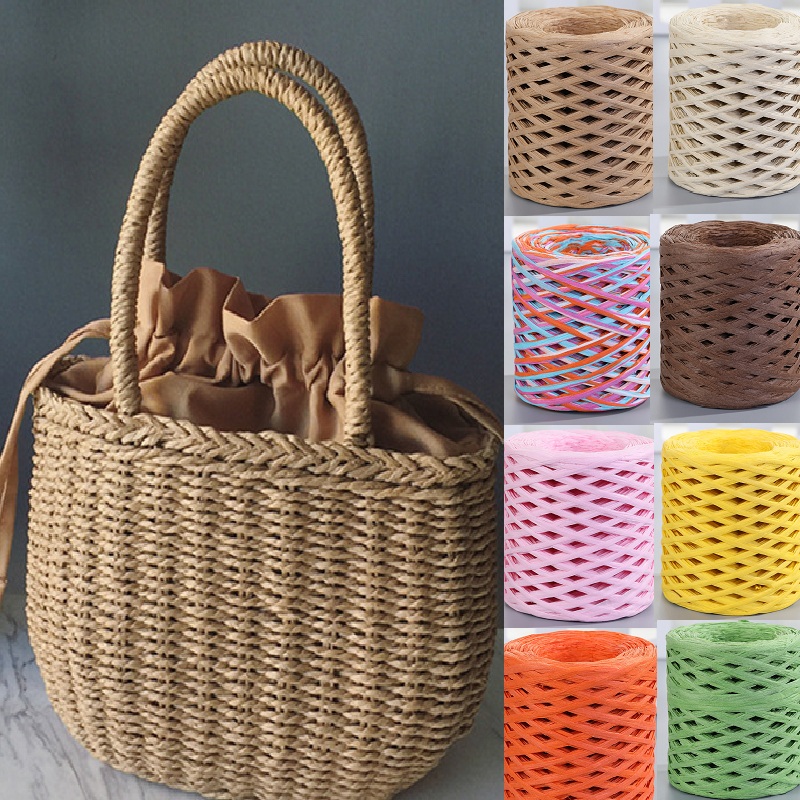 Crochet Bag Raffia - 200m Natural Raffia Straw Yarn Hand-knitted