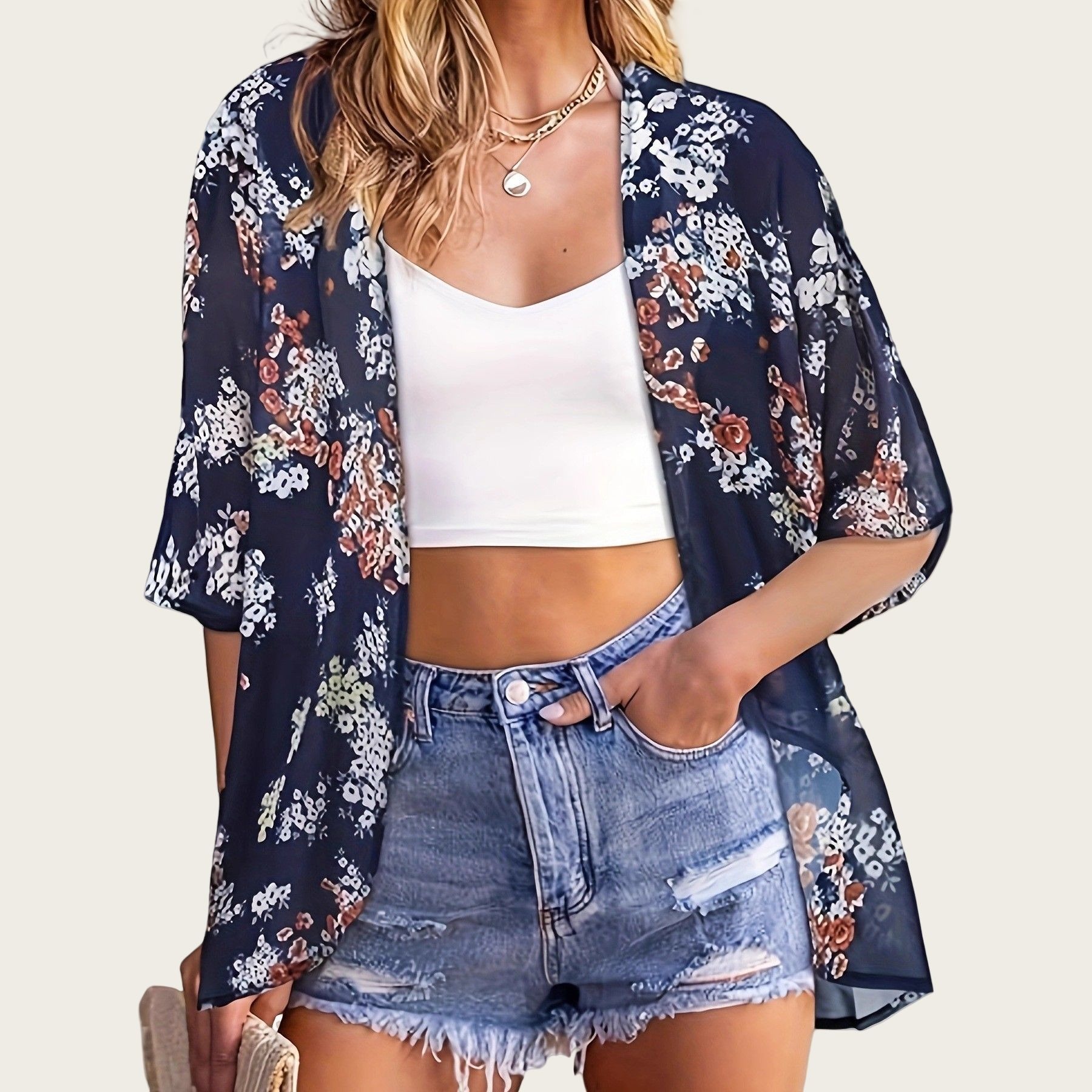 Swimsuit Woman 2025 Kimono Car - Kimono Sheer Floral recensione e prezzo