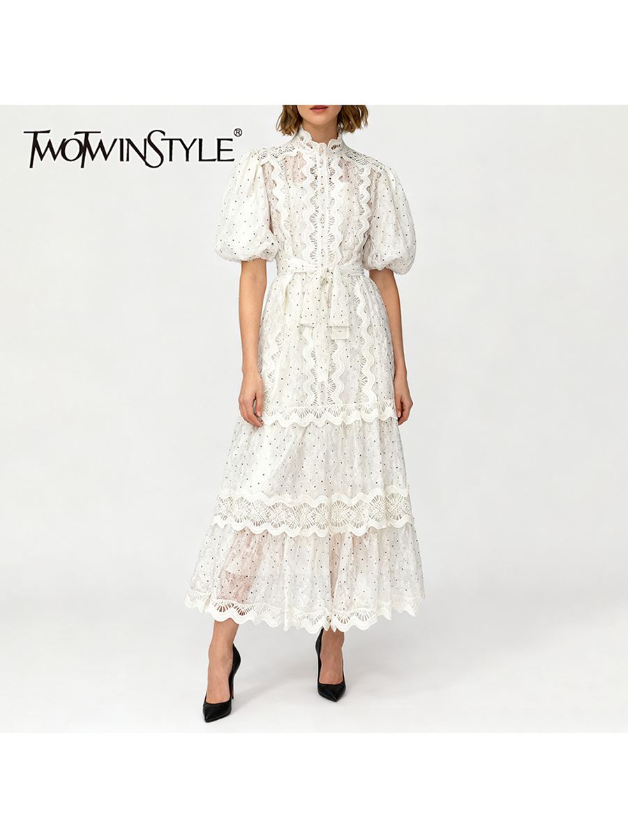 TWOTWINSTYLE Dot Print Sheer D - Linen Dress Wrap recensione e prezzo