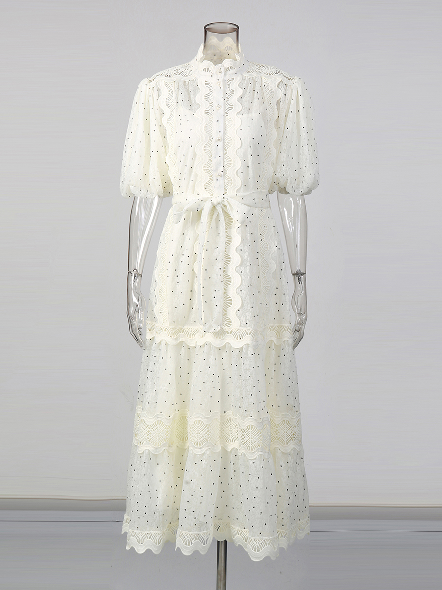 TWOTWINSTYLE Dot Print Sheer D - Linen Dress Wrap recensione e prezzo
