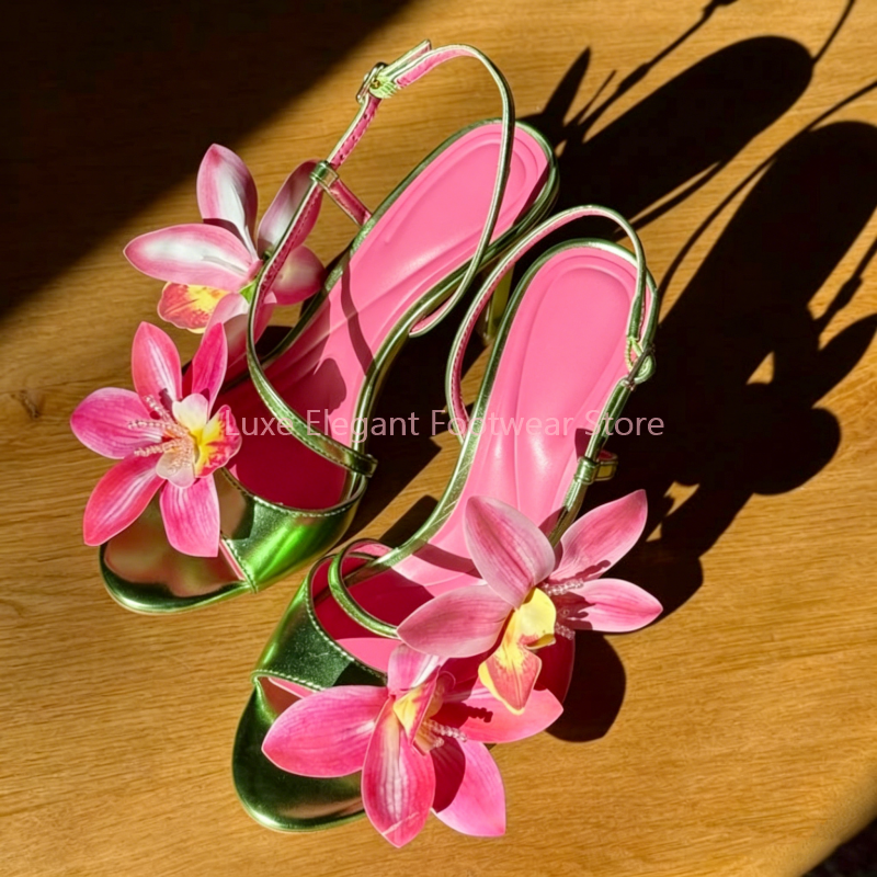 Red Flower Decor Back Strap Ho - Sandal Strappy Heeled recensione e prezzo