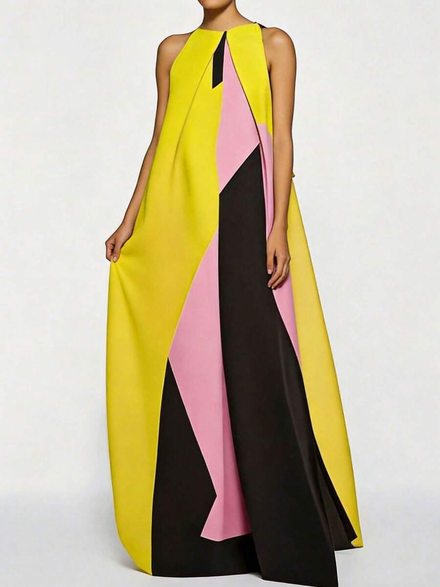 Women Color Block Maxi Dress H - Maxi Dress Halter recensione e prezzo