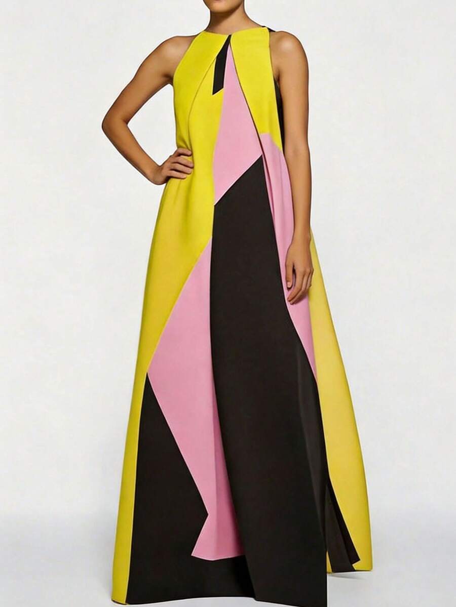 Women Color Block Maxi Dress H - Maxi Dress Halter recensione e prezzo