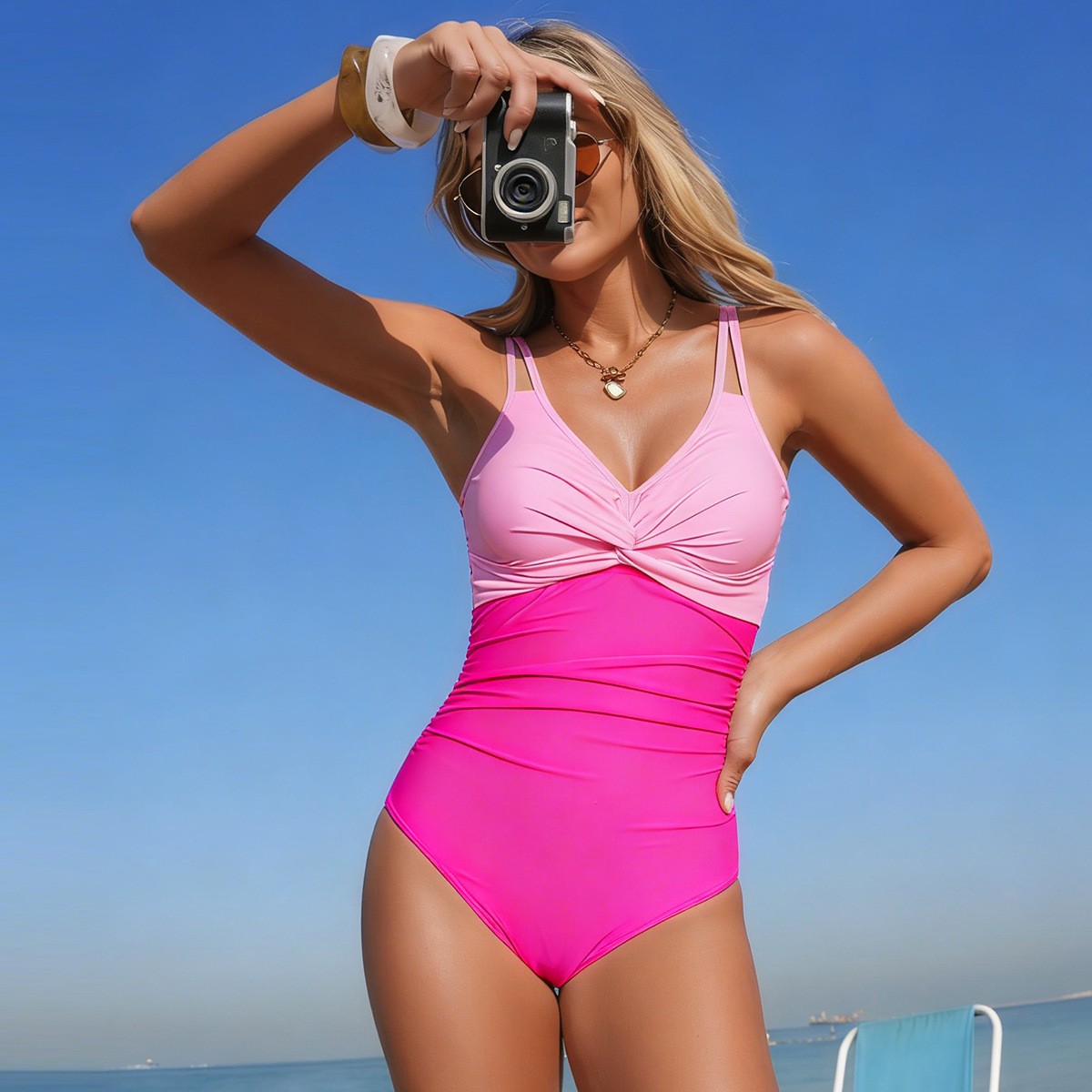 V Neck Twist Front One Piece S - Swimsuit Bikini Ruched recensione e prezzo