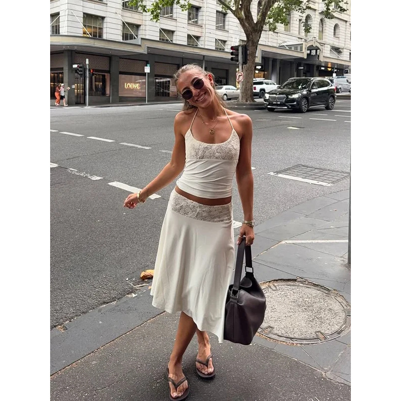 Sexy Lace Patchwork Sling Top  - Maxi Dress Halter recensione e prezzo