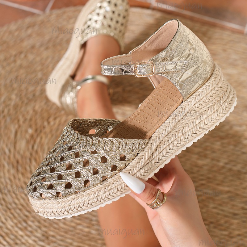 Boho Women's Hollow Out Woven  - Wedge Espadrille Women recensione e prezzo