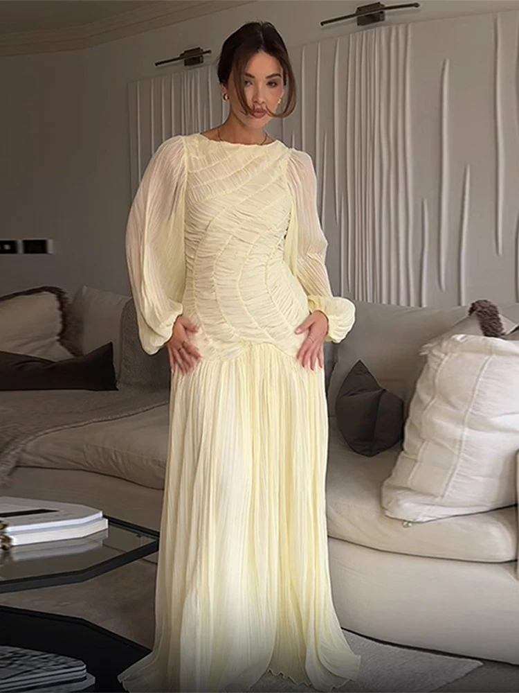 BWQ Elegant Chiffon Pleated Lo - Linen Dress Wrap recensione e prezzo
