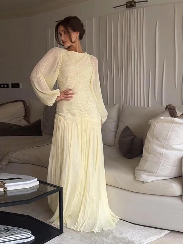 BWQ Elegant Chiffon Pleated Lo - Linen Dress Wrap recensione e prezzo