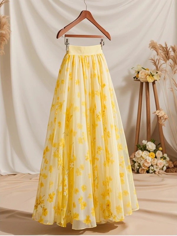 Summer 2026 High Waist Yellow  - Midi Skirt Floral recensione e prezzo