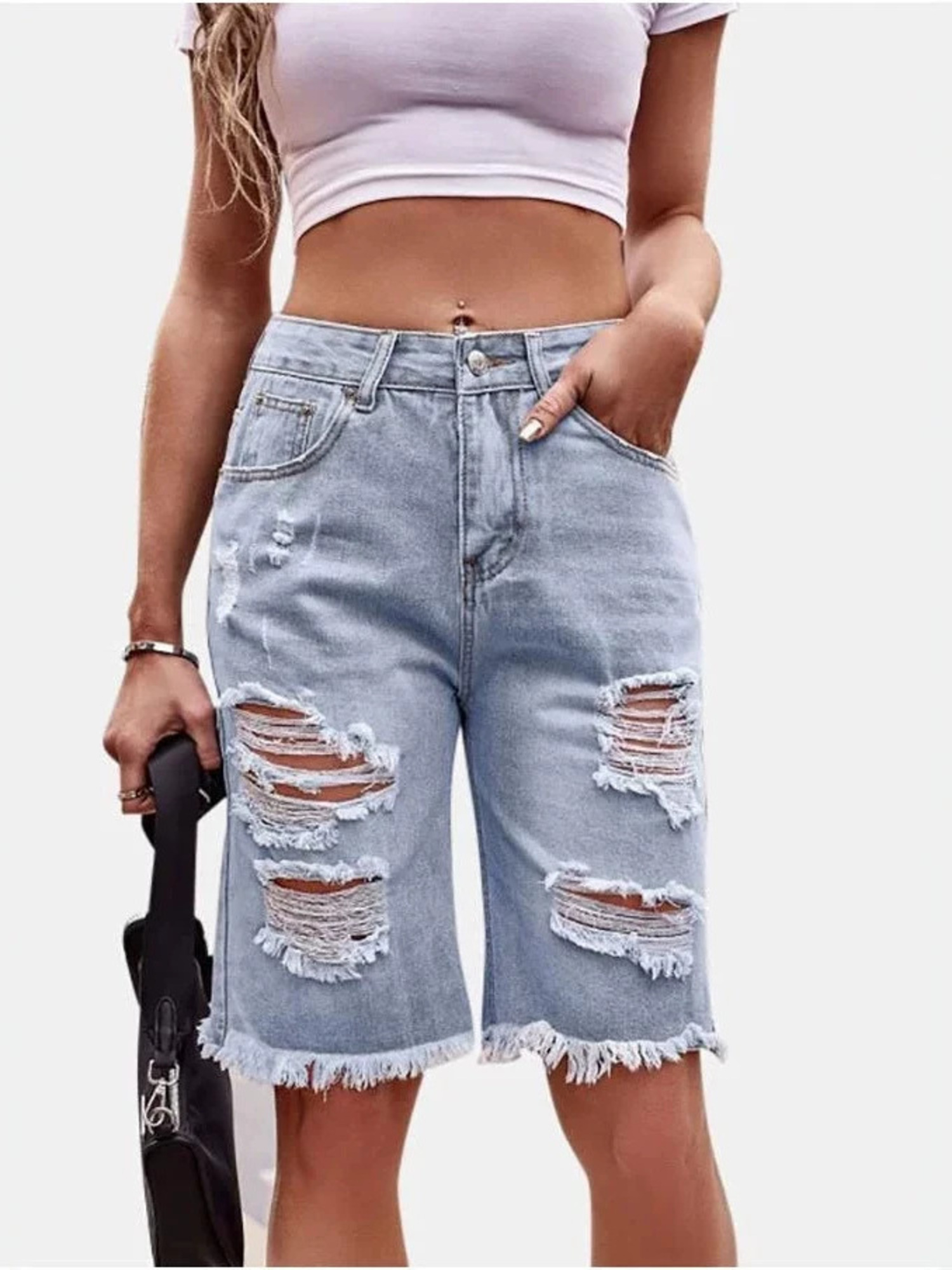 Women's High Waist Ripped Cott - Shorts Denim Frayed recensione e prezzo