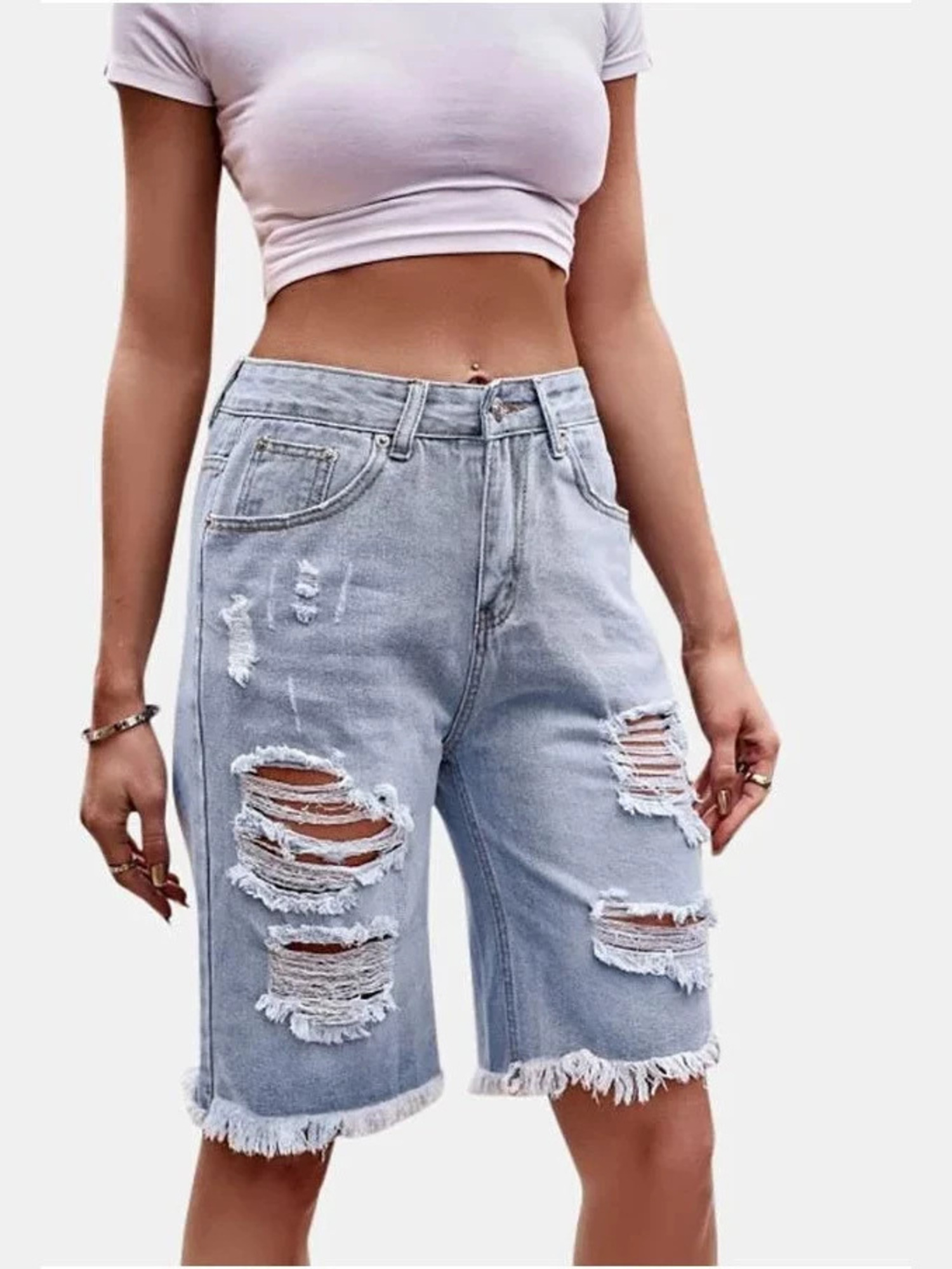 Women's High Waist Ripped Cott - Shorts Denim Frayed recensione e prezzo