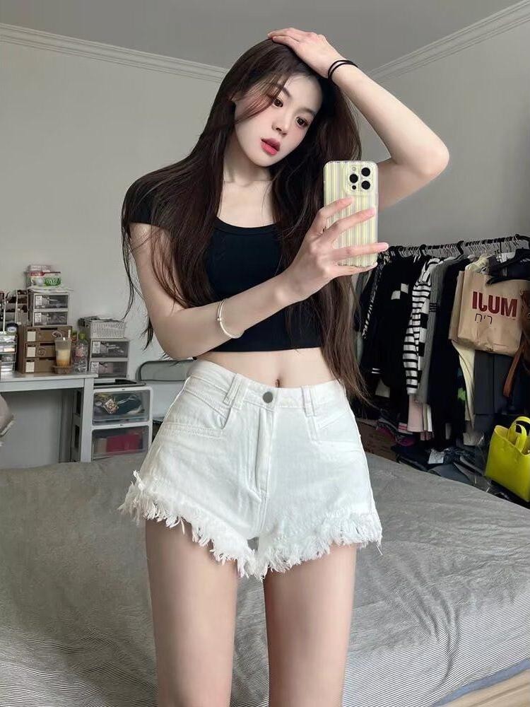 High Waist White Denim Shorts  - Shorts Denim Frayed recensione e prezzo