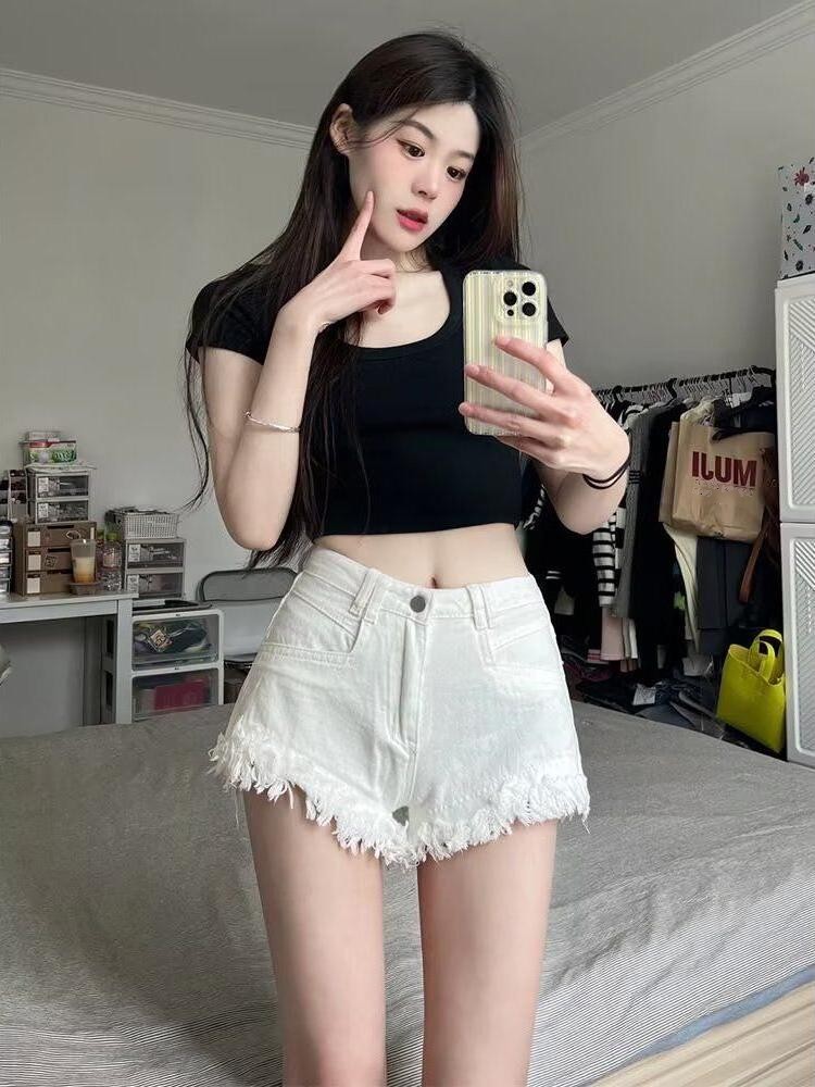 High Waist White Denim Shorts  - Shorts Denim Frayed recensione e prezzo