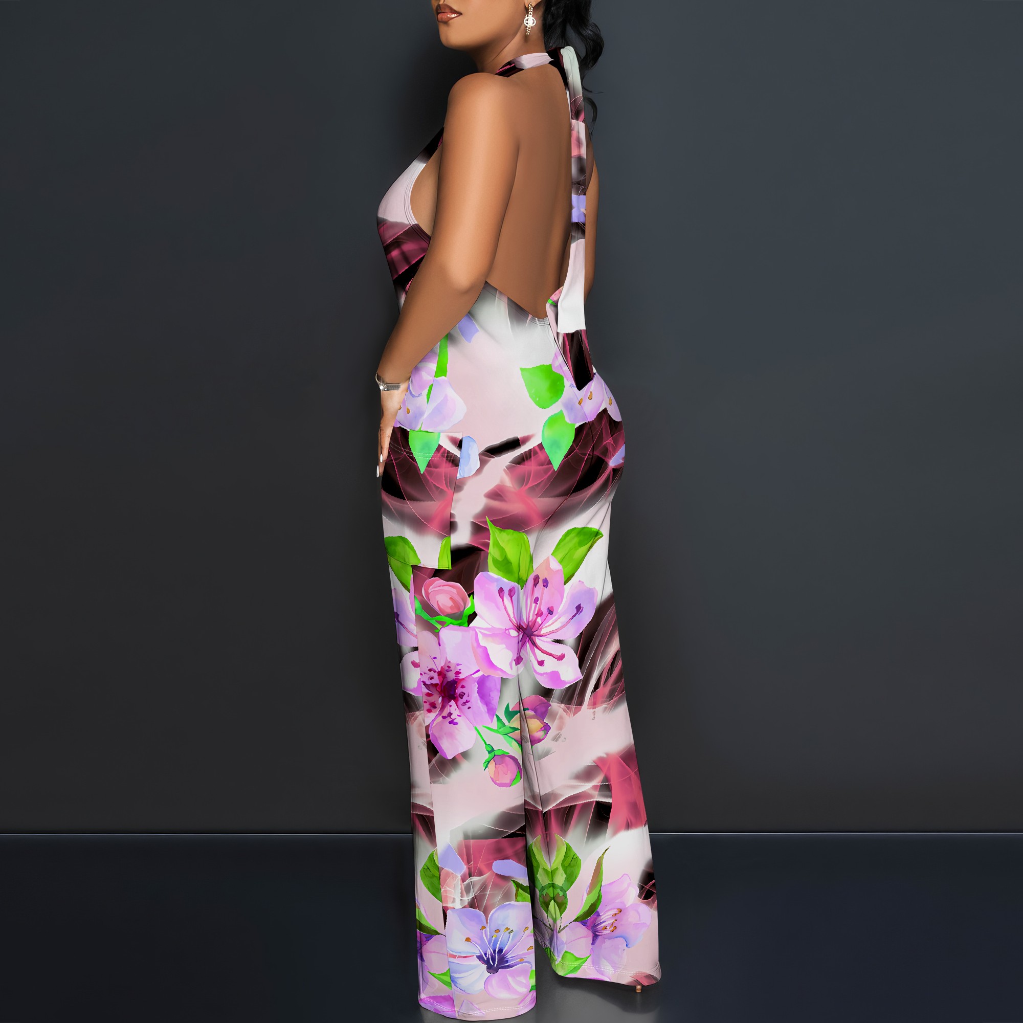 Floral Print Halter Jumpsuit - - Romper Floral Print recensione e prezzo