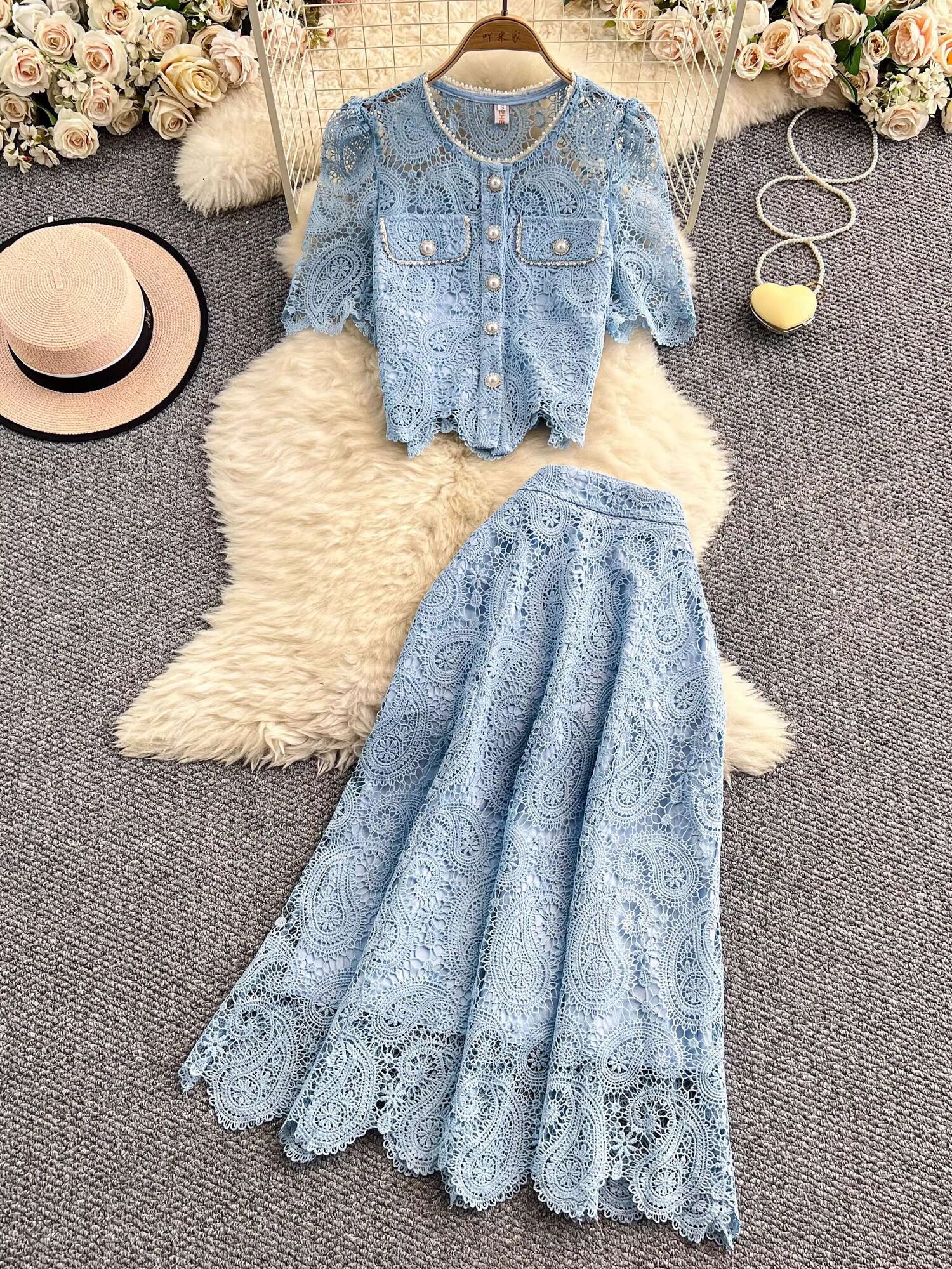 Elegant Pearl Long Dress Suits - Midi Skirt Floral recensione e prezzo