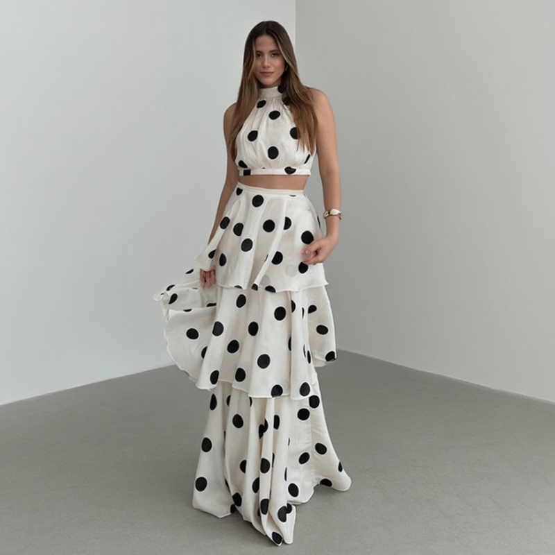 Vintage Polka Dot Matching Set - Crop Top Crochet recensione e prezzo