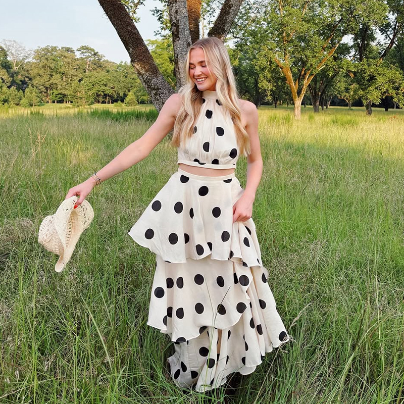 Vintage Polka Dot Matching Set - Crop Top Crochet recensione e prezzo