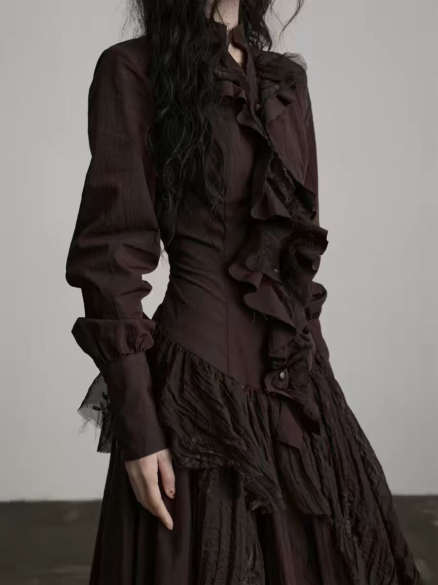 TWOTWINSTYLE Brown Spliced Fol - Linen Dress Wrap recensione e prezzo