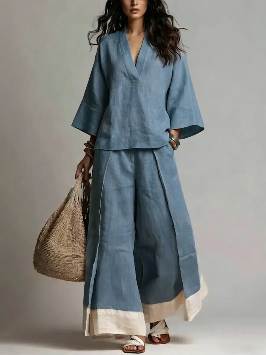 Summer Women V-neck Cotton Lin - Linen Pant Wide recensione e prezzo