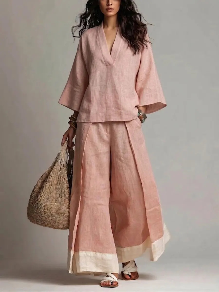 Summer Women V-neck Cotton Lin - Linen Pant Wide recensione e prezzo