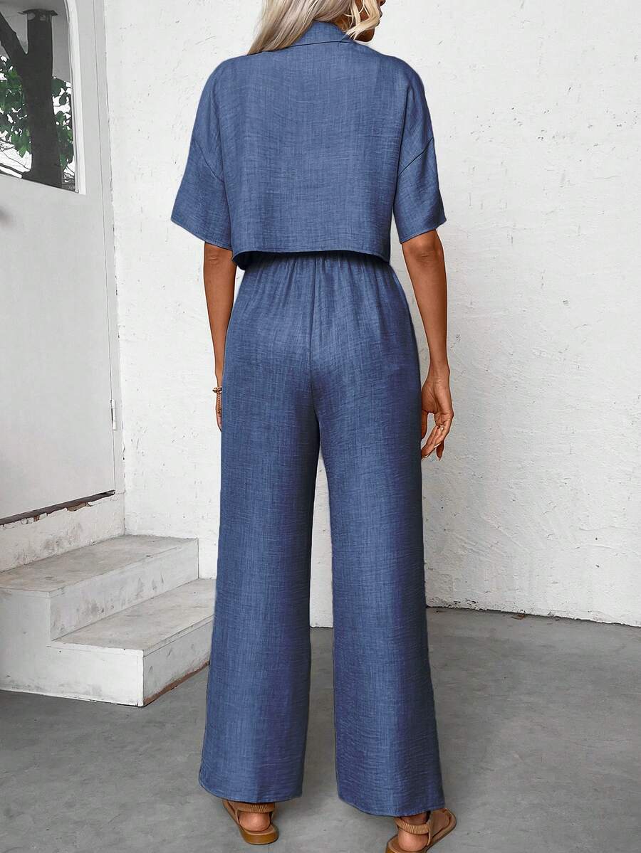 Womens Linen Short Sleeve Shir - Linen Pant Wide recensione e prezzo