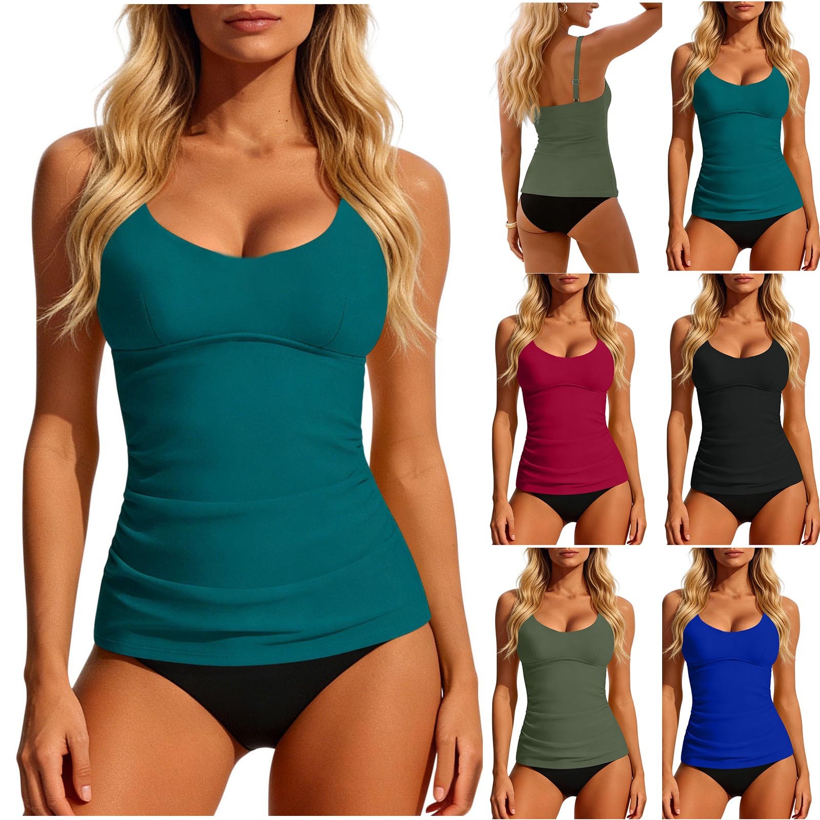 Women's 2026 Tankini Teal Scoo - Swimsuit Bikini Ruched recensione e prezzo