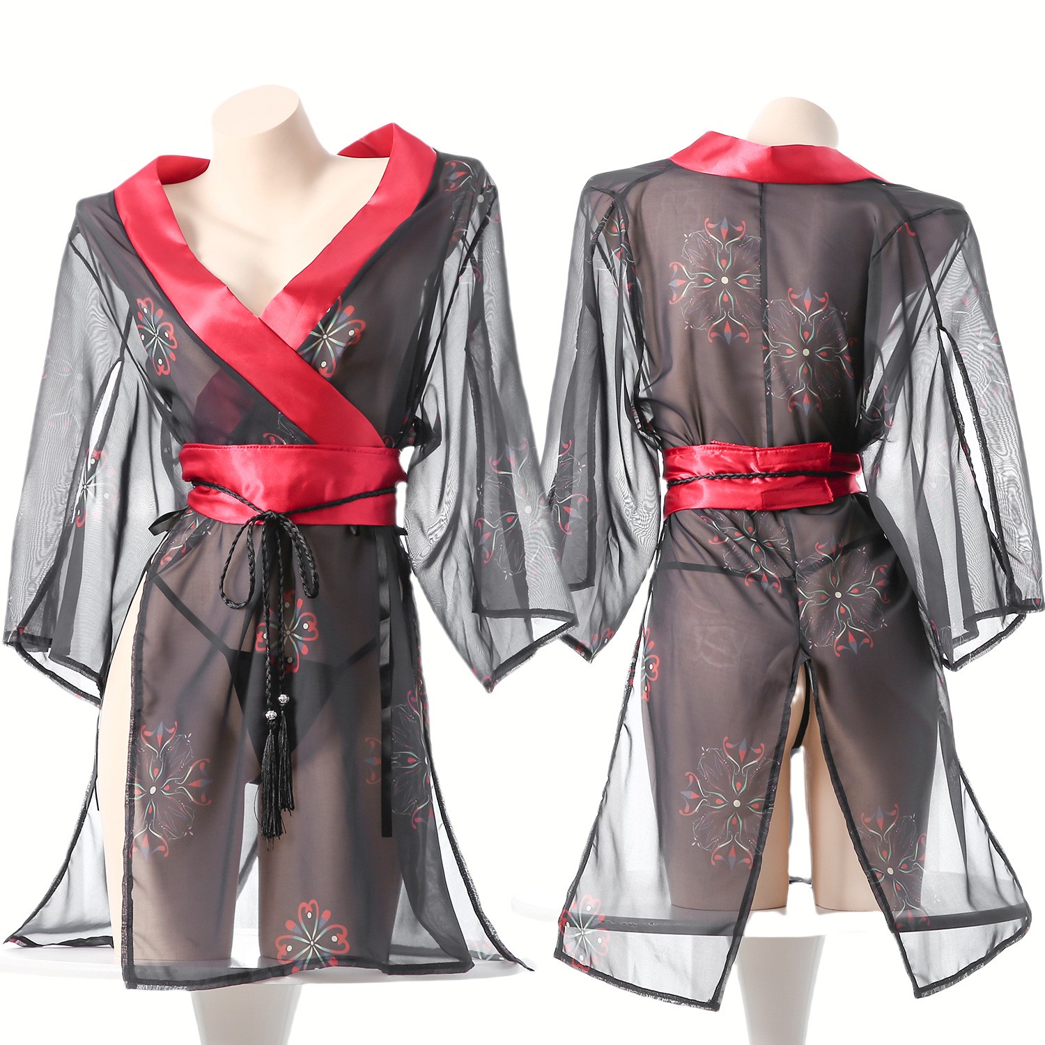 Women's Black Sheer Mesh Japan - Kimono Sheer Floral recensione e prezzo