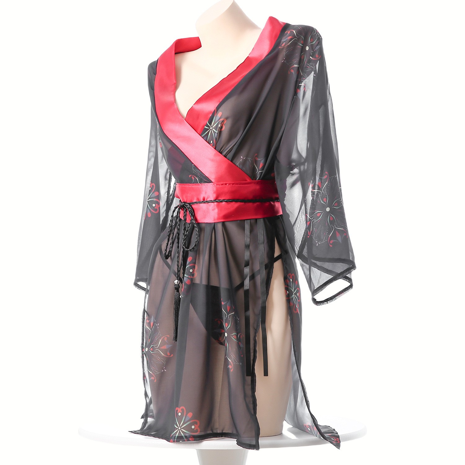 Women's Black Sheer Mesh Japan - Kimono Sheer Floral recensione e prezzo