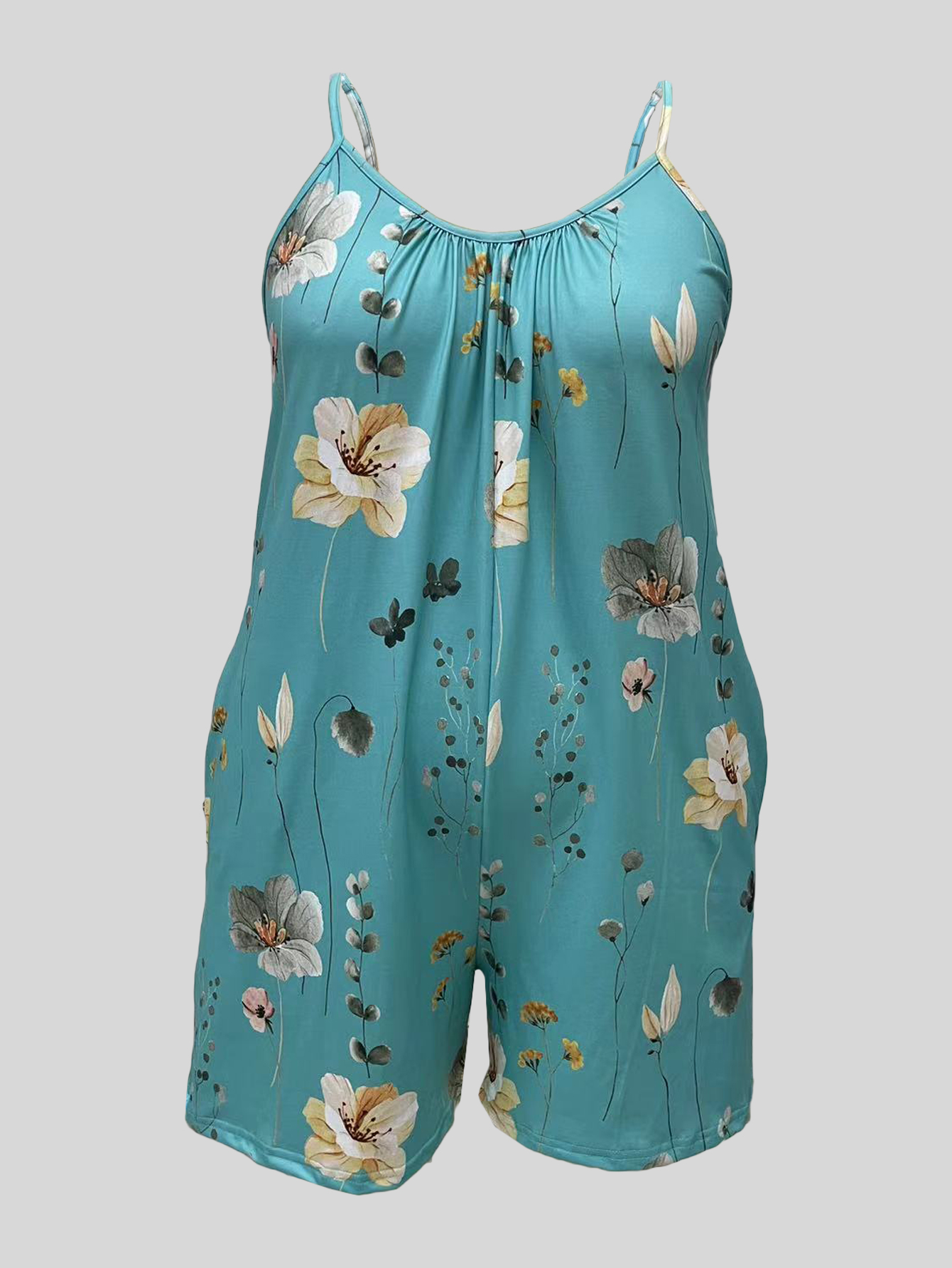Plus Size Allover Print Cami R - Romper Floral Print recensione e prezzo