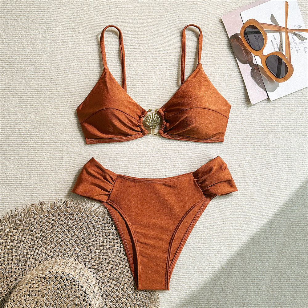 Metal Shell Ring Swimwear Sexy - Swimsuit Bikini Ruched recensione e prezzo