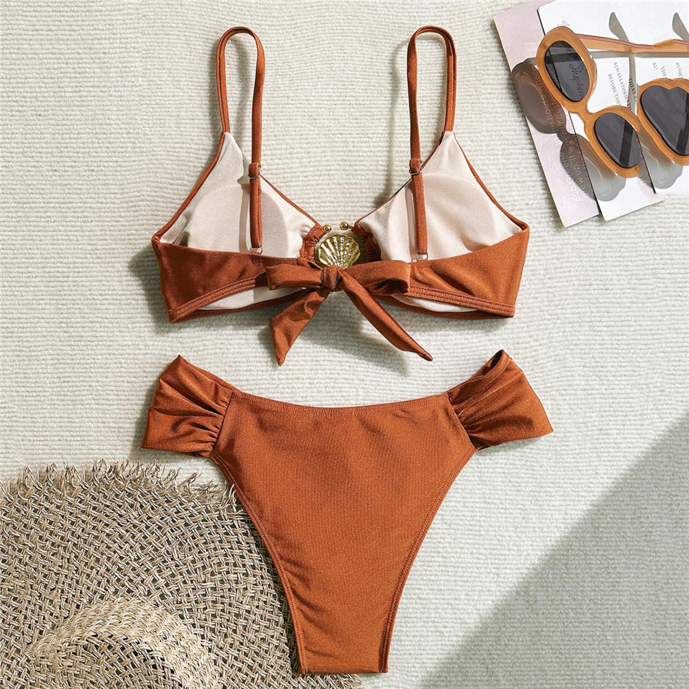 Metal Shell Ring Swimwear Sexy - Swimsuit Bikini Ruched recensione e prezzo