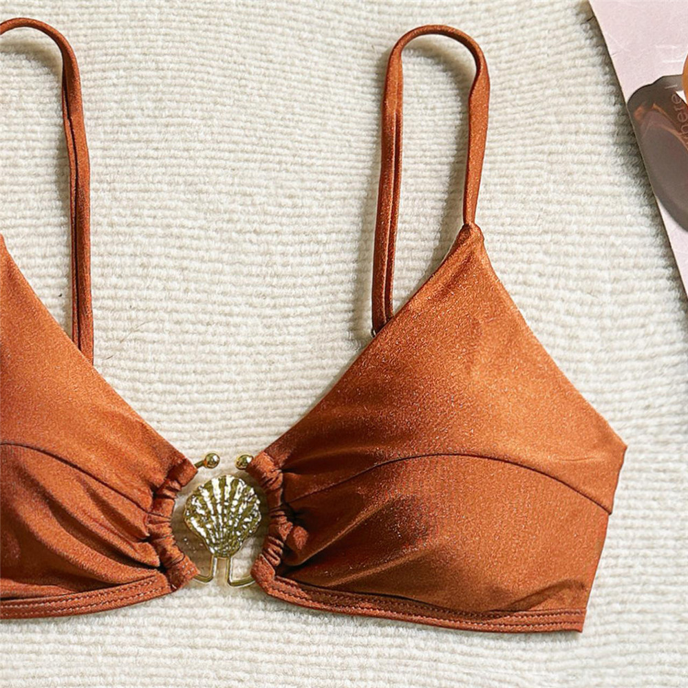 Metal Shell Ring Swimwear Sexy - Swimsuit Bikini Ruched recensione e prezzo