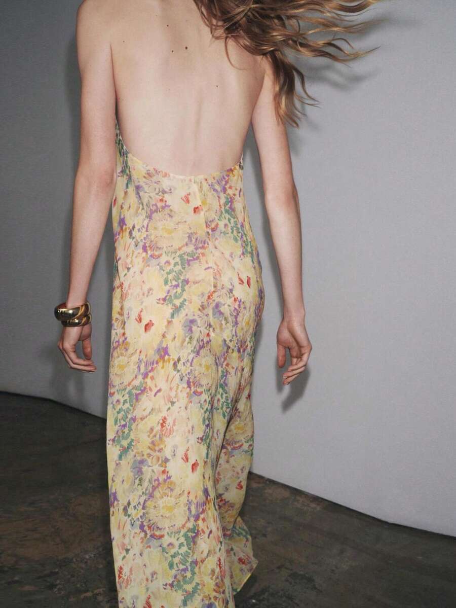 Womens Floral Maxi Halter Back - Maxi Dress Halter recensione e prezzo