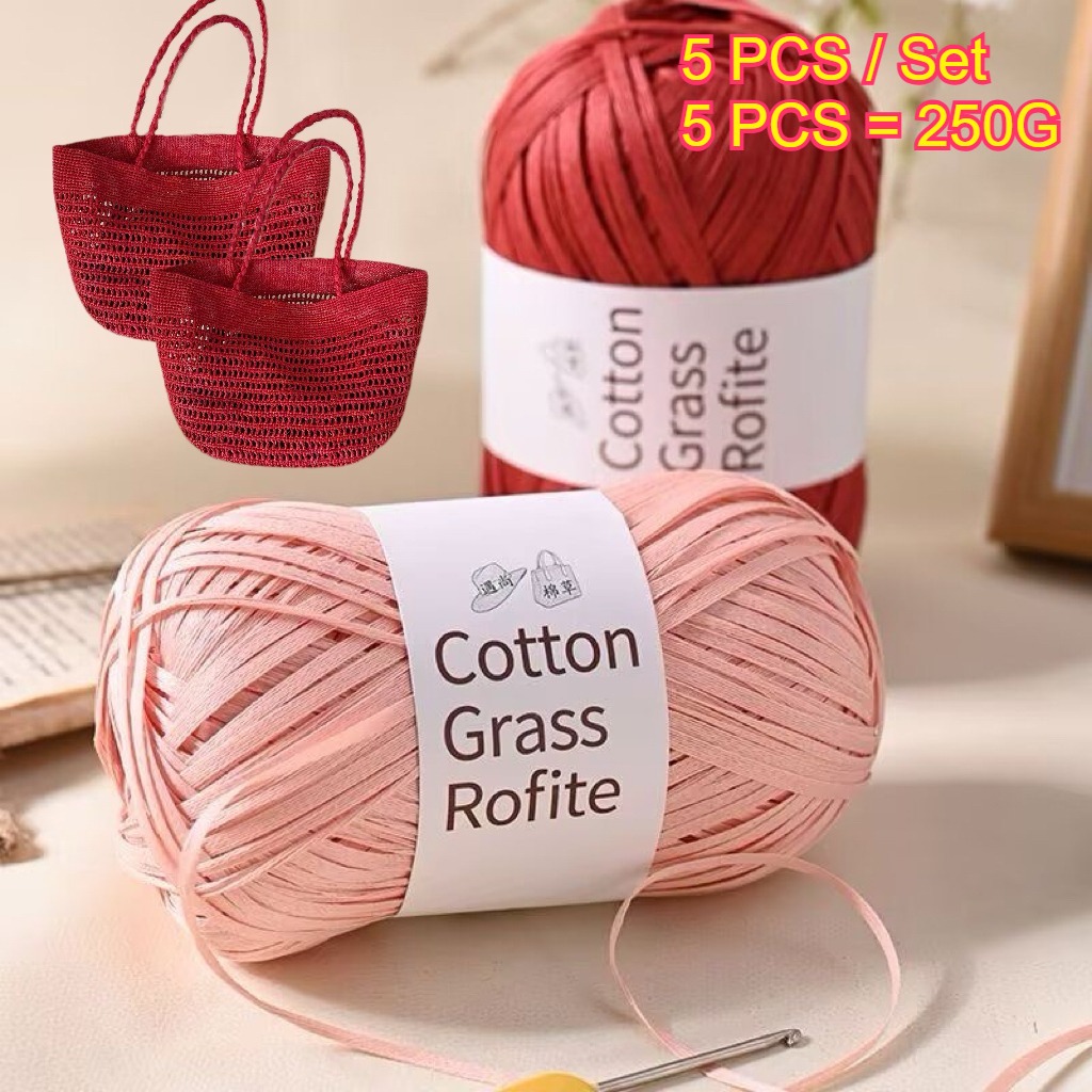5PCS 250g Raffia Paper Rope Kn - Crochet Bag Raffia recensione e prezzo