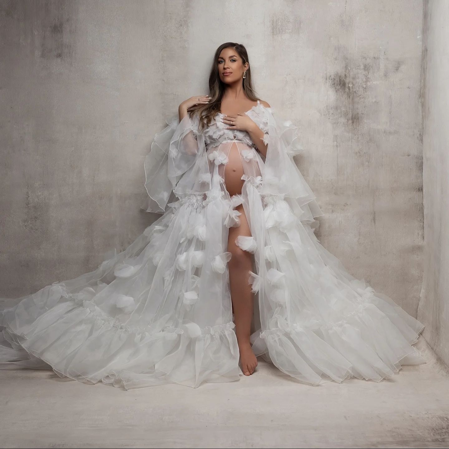 White Floral Tulle Bridal Wrap - Kimono Sheer Floral recensione e prezzo