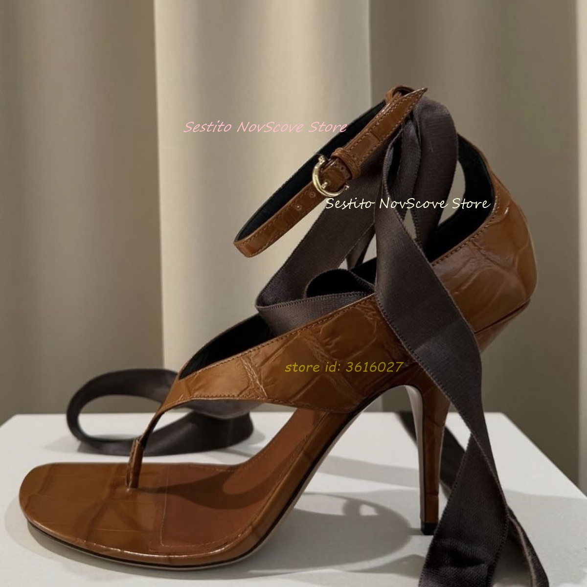 Brown Open Toe Lace Up Sandals - Cover Up Kaftan recensione e prezzo