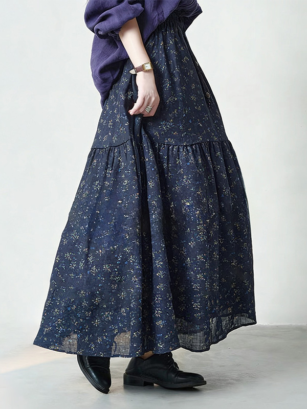Floral Print High Waist A-Line - Midi Skirt Floral recensione e prezzo