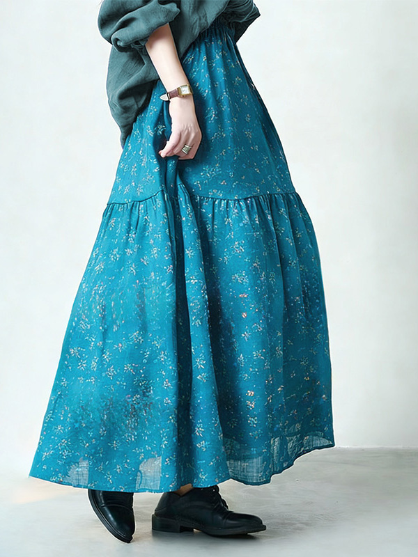 Floral Print High Waist A-Line - Midi Skirt Floral recensione e prezzo