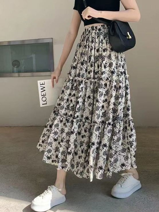 Floral Print A-Line Midi Skirt - Midi Skirt Floral recensione e prezzo