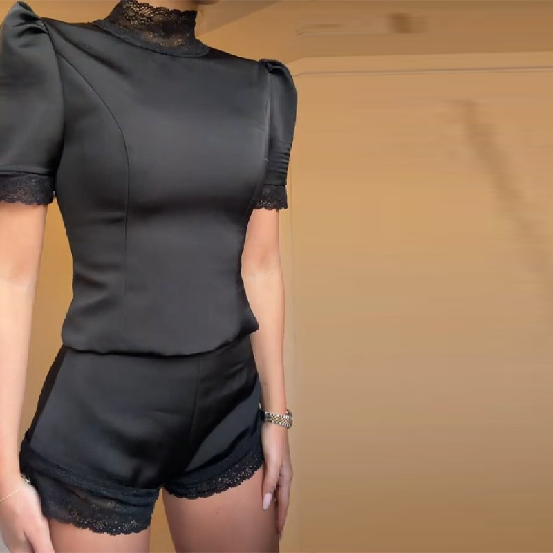 New Satin Lace Edge Top Short  - Blouse Off Shoulder recensione e prezzo